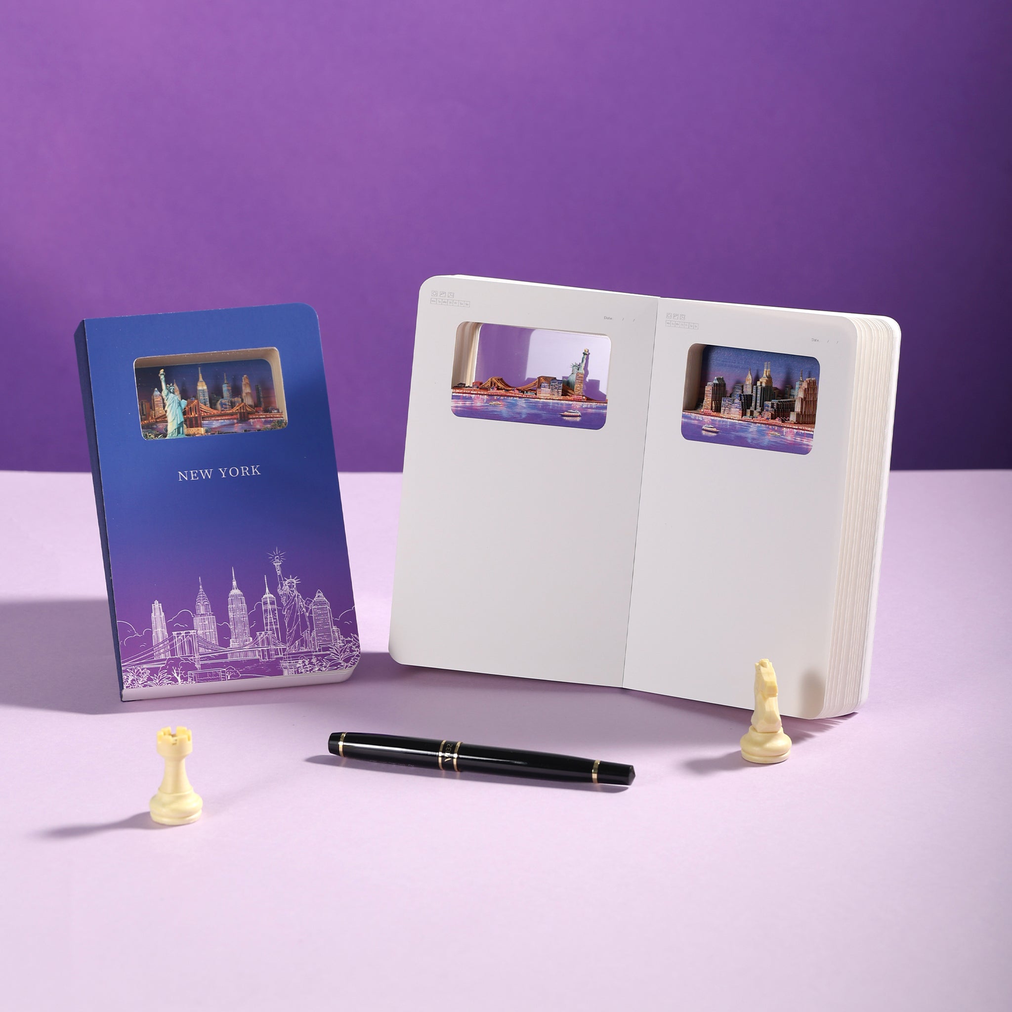 Open and closed BUDDHIHERZ New York 3D paper notebooks